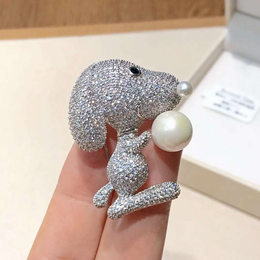 Cartoon Puppy Pearl Brooch