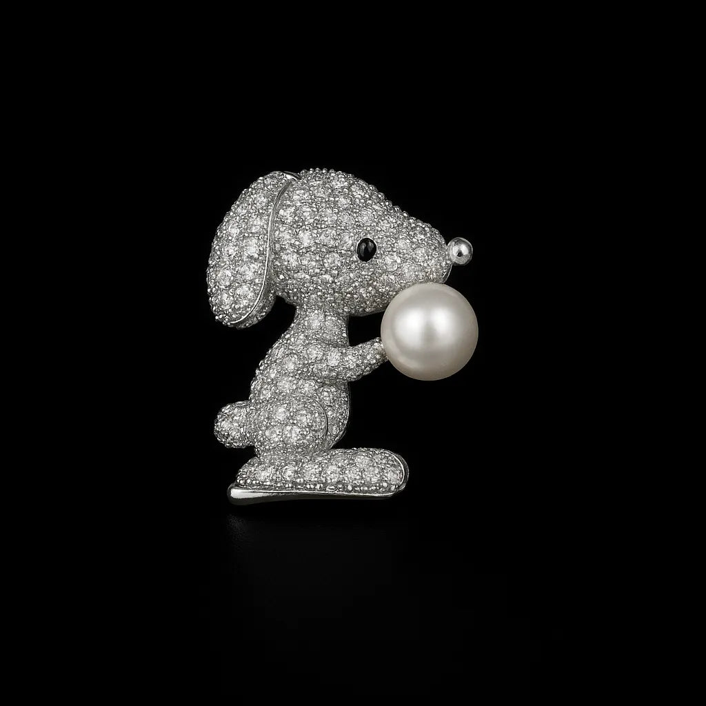 Cartoon Puppy Pearl Brooch