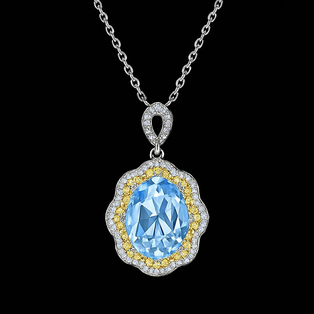 Natural Sky Blue Topaz Gemstone Choker Necklace